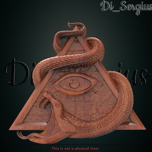 The all-seeing eye, Snake,  radiant delta 3D STL Model, CNC Router, Engraver, Artcam, Aspire, CNC files,  Art, Wall Decor, digital download