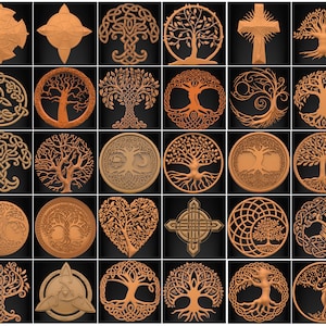 30pcs, Tree of Life, Celtic, 3D STL Model, CNC Router, Engraver, Artcam, Aspire, CNC files, Series, Wood, Art, Wall Decor, digital download