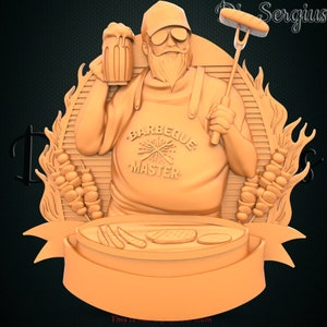 3D STL Model Barbeque Sign, bbq, relief for Cnc users, CNC Router Engraver, V-Carve, Artcam, Vetric, CNC files, Wood, Art, Wall Decor