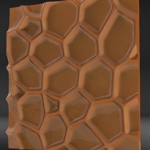 May include: A brown textured wall panel with a honeycomb pattern. The panel is made of a material that gives it a slightly glossy finish.
