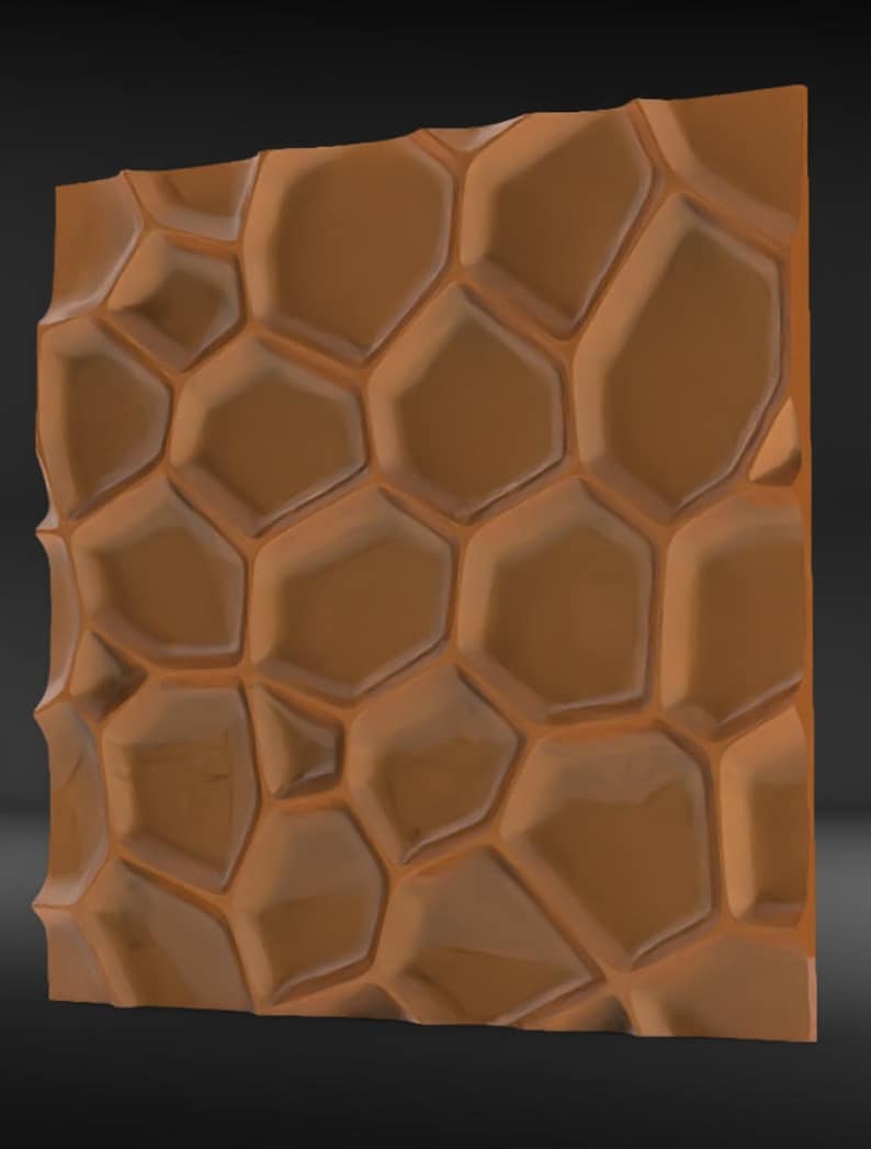 May include: A brown textured wall panel with a honeycomb pattern. The panel is made of a material that gives it a slightly glossy finish.