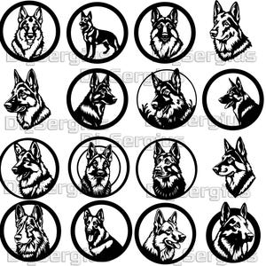 16 German Shepherd Wall Decor Digital SVG DXF File Instant Download Laser Cricut Metal Laser Cut Vector pattern Digital plywood LightBurn