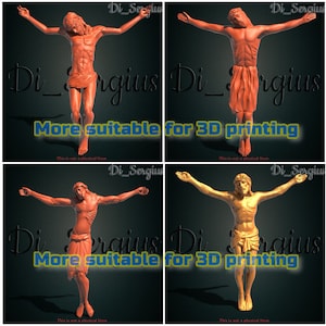 3D STL Model Jesus Crucifix Cross 3D Printer GOD Religius for CNC file Router Aspire Artcam Carving Instant Download Digital Product #2