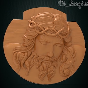 Model 3D STL Jezus Bóg Pano Relief Religius dla CNC Router Aspire Artcam Rzeźba Natychmiastowe pobieranie Cyfrowy produkt Drukarka 3D Grawer