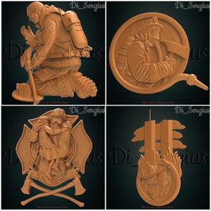 Firefighter, Rescue, Fireman, 3D STL Model, STL file, 3d cnc, router, carving machine, Aspire, CNC files, Wood, VCarve, 3D printer Digital