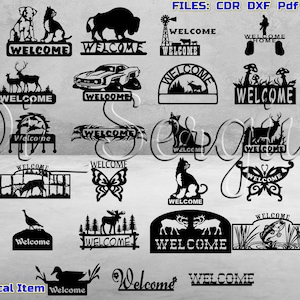 30+ Welcome sign set  Wall Panel art Floral Design Frames Home Decor Dxf Eps Cdr Ai pdf digital files of PLASMA LASER  Cut  Cnc Metal