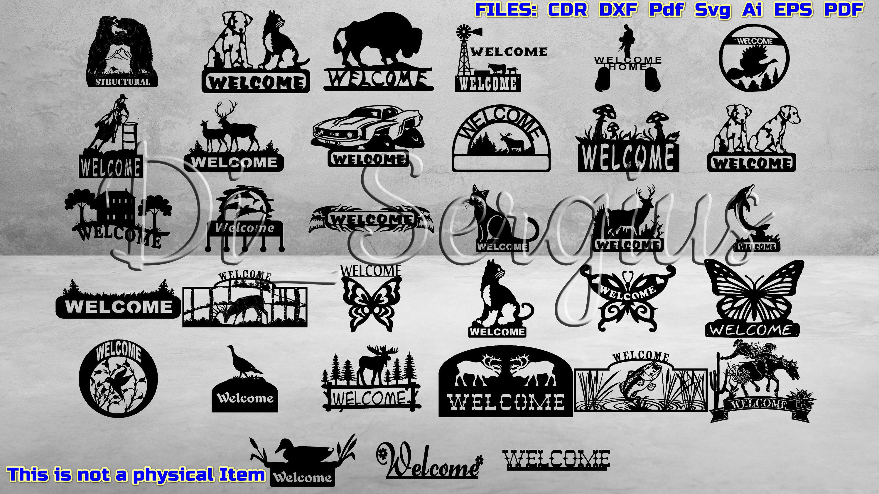 30+ Welcome sign set  Wall Panel art Floral Design Frames Home Decor Dxf Eps Cdr Ai pdf digital files of PLASMA LASER  Cut  Cnc Metal