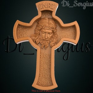 3D STL Model, Jesus, and Cross Pray Pano Relief for CNC Router Aspire Artcam Carving Instant Download Digital Product 3D Printer Engraver