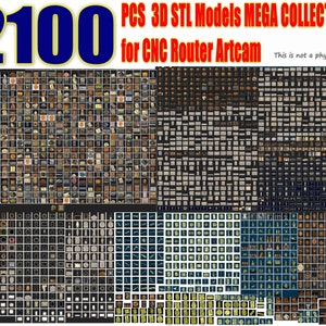 2100+ pcs 3D Models STL files all MEGA Pack Set Collection Patterns Decor Interior Animals Panno Relief Picture Icons for CNC Router Artcam