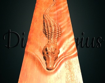 3D STL model File, Swimming Crocodile, Alligator, Wave, Panel, Table, Decor, Relief, CNC router milling Art Pattern Aspire Artcam 3D Printer