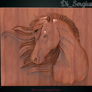 Horse, Animal, 3D STL Model, Relief, for CNC Router Artcam, Aspire, VCarve, Carving Machine, Instant Digital Product 3D Printer Engraver