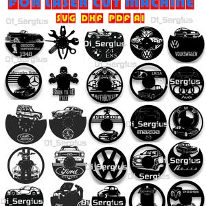 25 Projects CAR Decor metal Wall, Art, Vinyl, Record, Wall Clock, Laser Cut cnc, Vector, Dxf, Cdr, AI, Jpg, Svg, Digital, file Cricut file