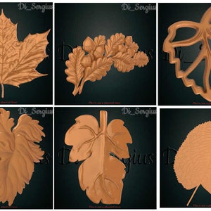 Neue 6 3D STL Modelle Blatt Ahornblatt Dekor Pano Relief für CNC-Fräser Aspire Artcam Carving Download Digitales Produkt 3D-Drucker