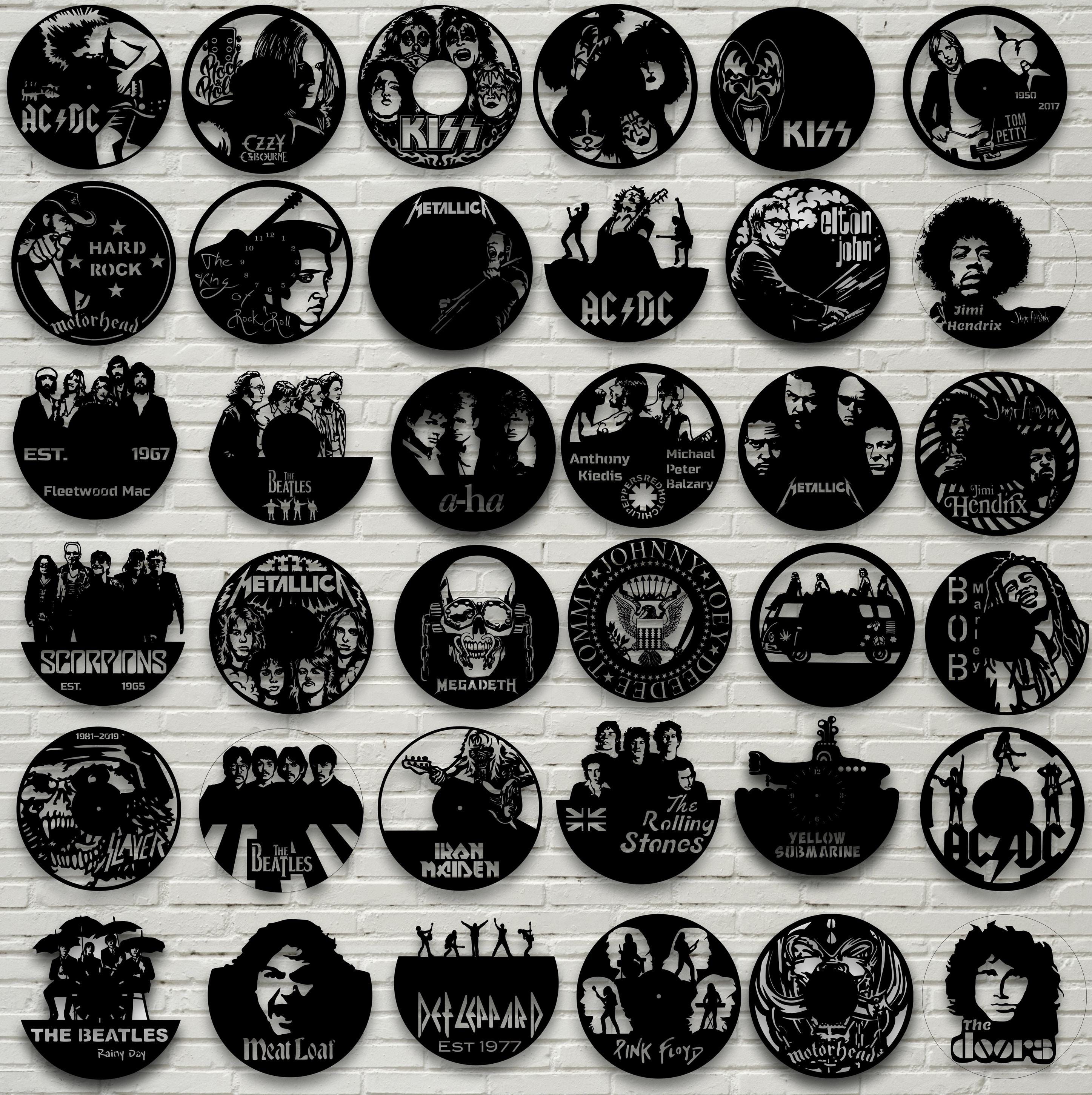 36 Projects Decor Music Rock Roll Template, Bundle, Art, Vinyl, Record, Wall Clock, Laser Cut cnc, Vector DXF pattern AI Digital, Metal #1
