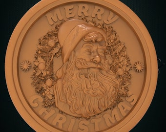 3D STL Model Santa Claus, New Year, Merry Cristmas for cnc Router Carving Machine Decor Aspire Artcam 3D Printer Engraver Digital Product