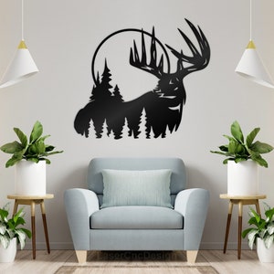 Deer Moon Wildlife Wall Picture Decor Digital file DXF CDR Eps File For CNC Pattern Laser Cut Plasma Router Waterjet Vector Cut File Digital