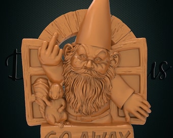 3D STL Model GNOME WELCOME Sign evil for cnc Router Carving Machine Relief Decor Aspire Artcam 3D Printer Engraver Digital Product Aloha