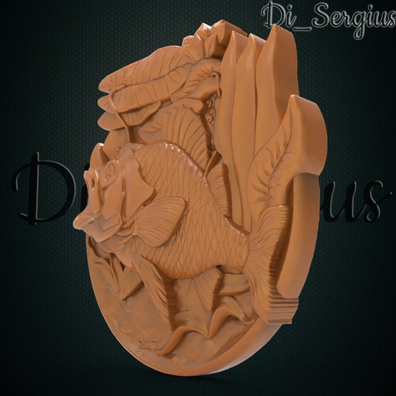3D-Модель STL Fish Pano Relief Для Фрезерного Станка С ЧПУ Aspire.