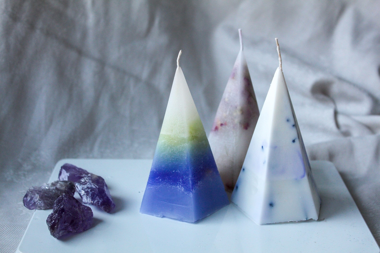 Pyramid Candle Crystal Inside Crystal Infused Pyramid Etsy