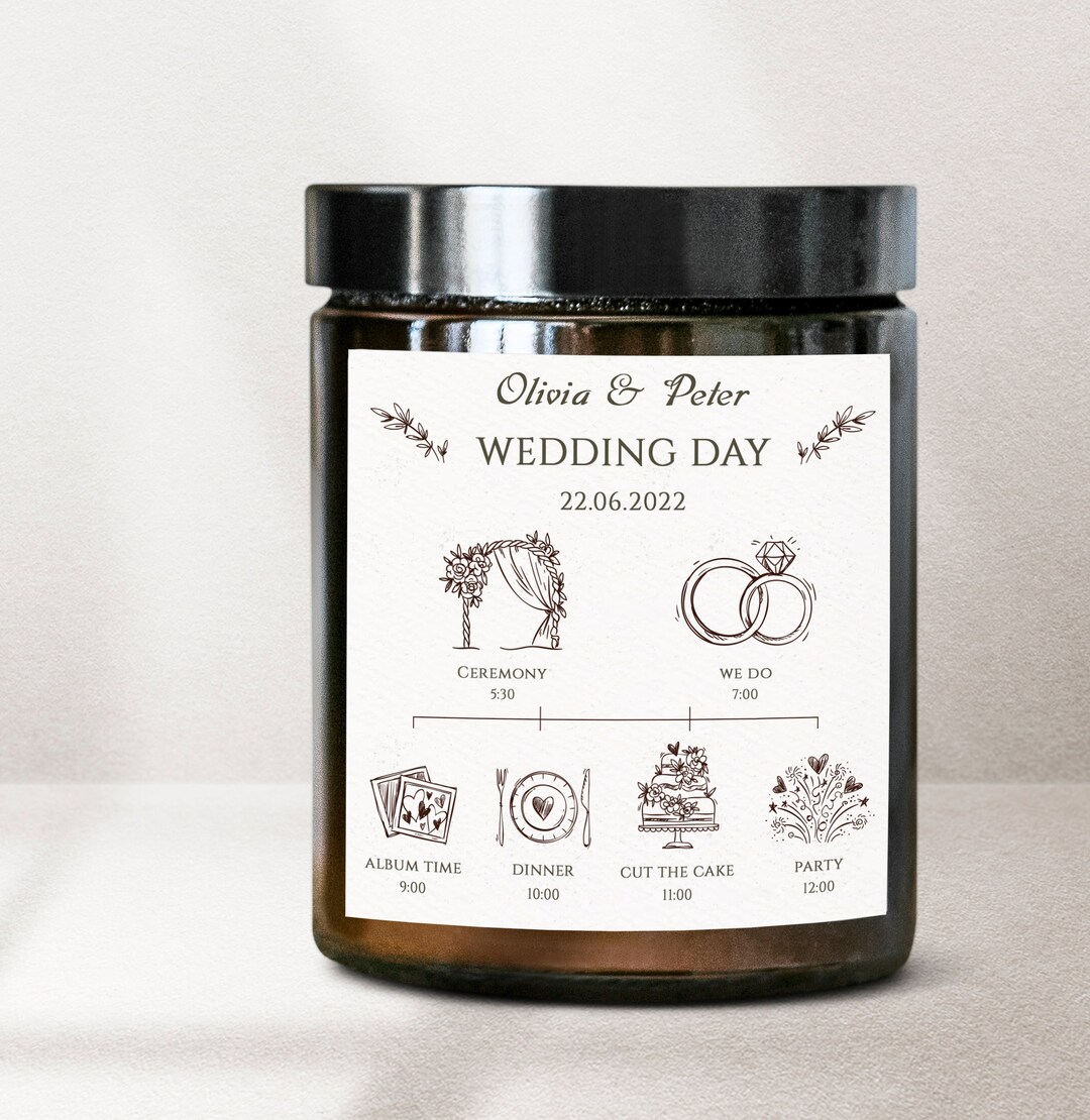 Wedding Day Candle Wedding Day Timeline Personalised Candle Etsy