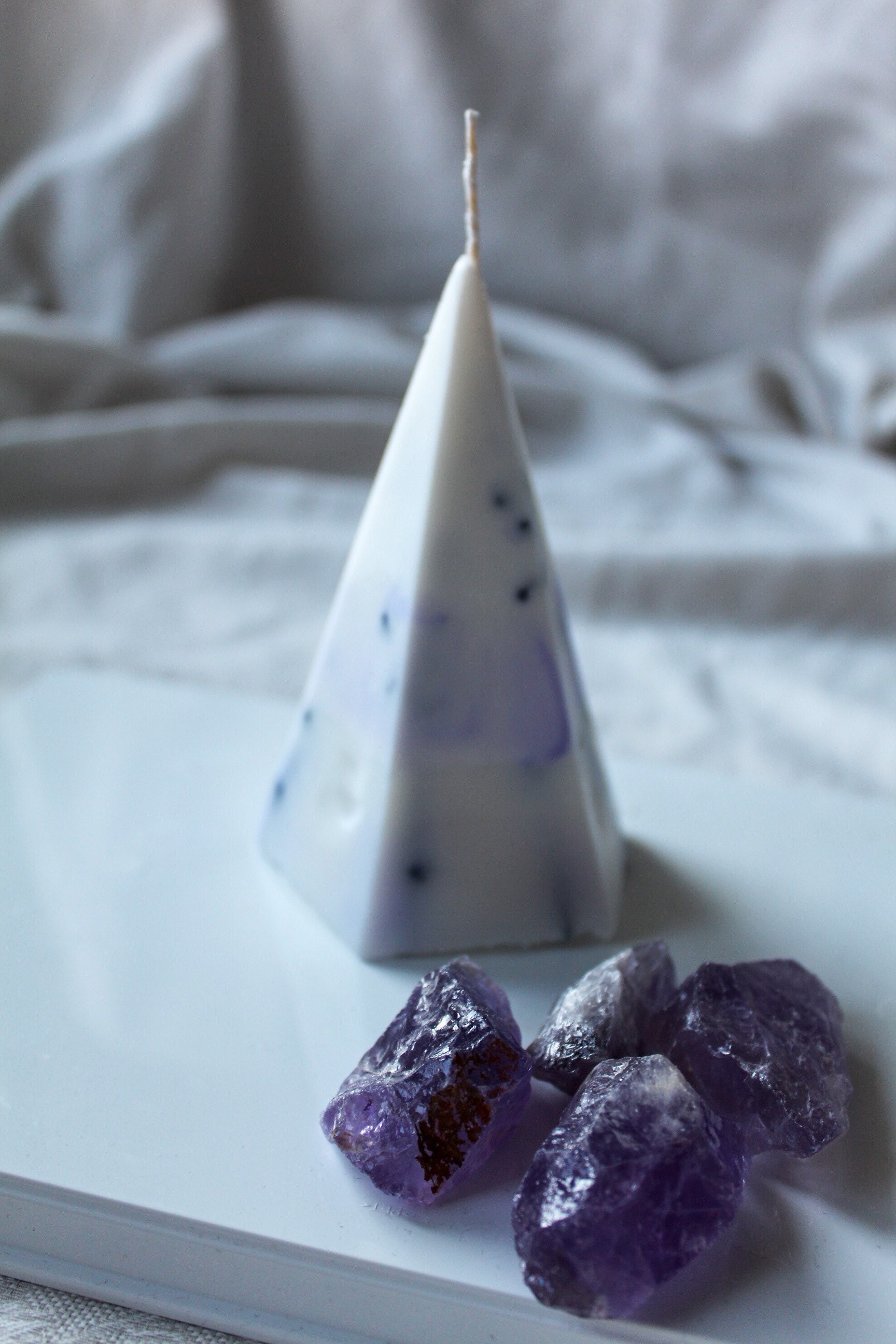 Pyramid Candle Crystal Inside Crystal Infused Pyramid Etsy