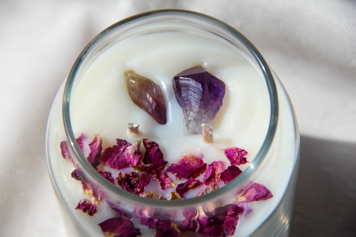 Lucky Charms Candle Jar / Soy Wax / Crystal infused / Etsy