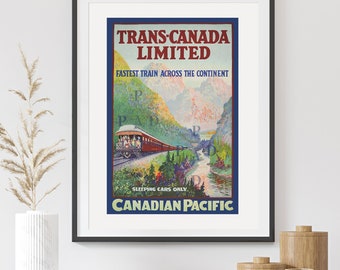Canadian Pacific Railway Poster. Canadian Wall Art. Vintage Canada Railway Travel Poster. Visit Canada Art. BC Landscape Art. Mountain Decor
