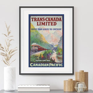 Canadian Pacific Railway Poster. Canadian Wall Art. Vintage Canada Railway Travel Poster. Visit Canada Art. BC Landscape Art. Mountain Decor