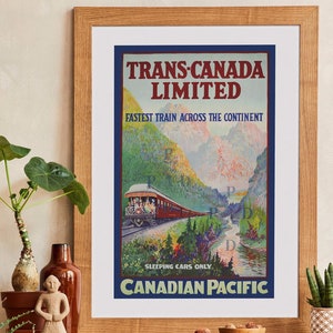 Canadian Pacific Poster. Canadian Prints. Travel Posters. Vintage Canadian Train Travel Poster. Affiche. Visit Canada. Mountain Art. BC Art.