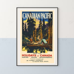 Canada Travel Print, Camping Gift, Fishing Poster, Vintage Travel Poster, Nature Lover, Forest Poster, National Parks Poster, Camping Poster image 2