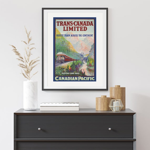 Canadian Pacific Railway Poster. Canadian Wall Art. Vintage Canada Railway Travel Poster. Visit Canada Art. BC Landscape Art. Mountain Decor