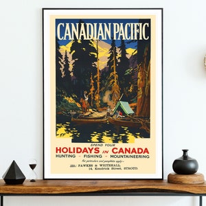 Canada Travel Print, Camping Gift, Fishing Poster, Vintage Travel Poster, Nature Lover, Forest Poster, National Parks Poster, Camping Poster image 4