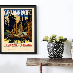 Canada Travel Print, Camping Gift, Fishing Poster, Vintage Travel Poster, Nature Lover, Forest Poster, National Parks Poster, Camping Poster image 3