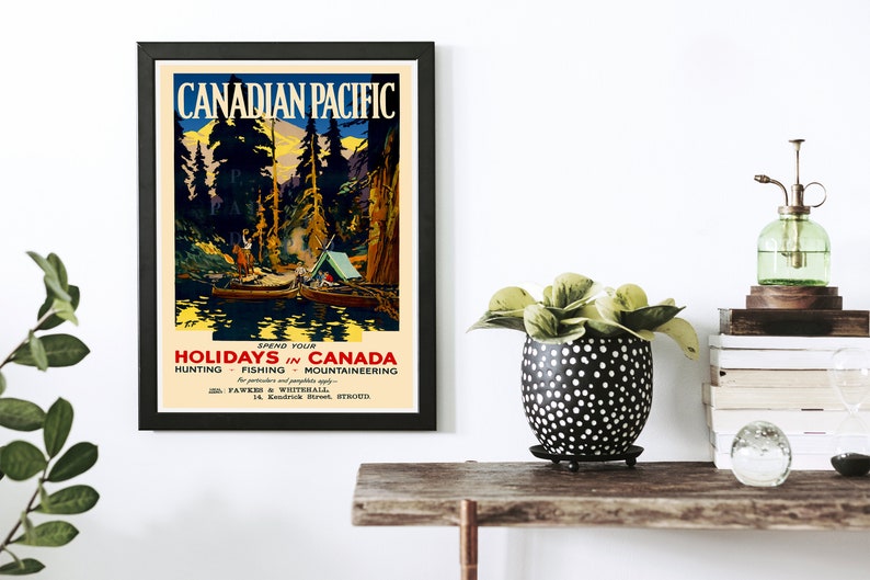 Canada Travel Print, Camping Gift, Fishing Poster, Vintage Travel Poster, Nature Lover, Forest Poster, National Parks Poster, Camping Poster image 3