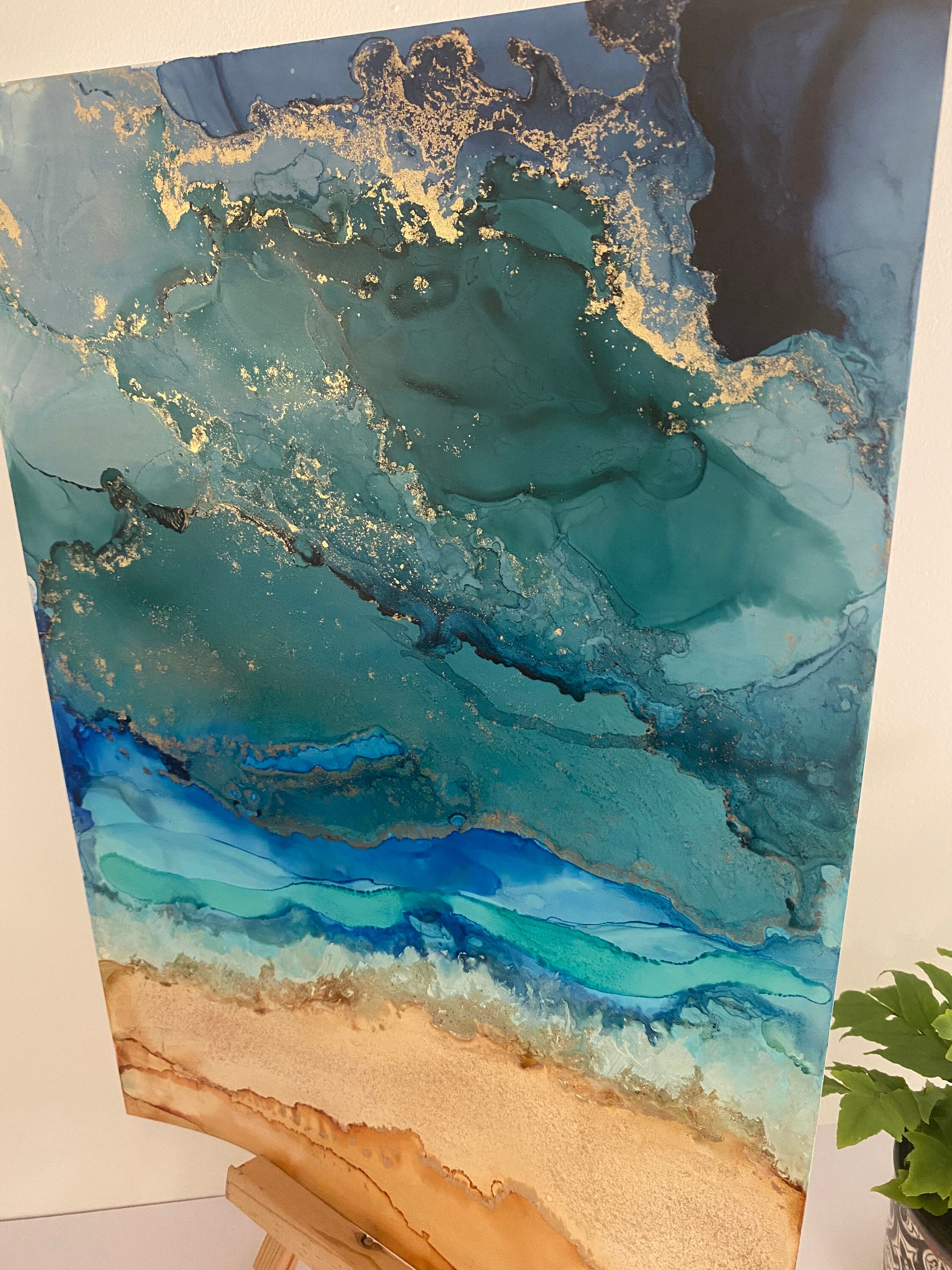 Metallic Alcohol Ink Painting A3 Etsy