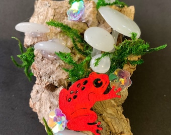 Jumping Spider Enclosure | Decorations |  Natural Materials | OOAK | Spider Love | Mushroom | Frog | cork bark| terrarium | Art