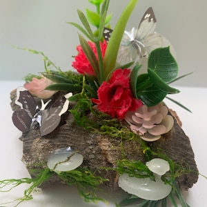 Habitat Decor Enchanted Garden Decorations Natural Materials OOAK Spider Enclosure cork bark terrarium fairycore butterfly image 1