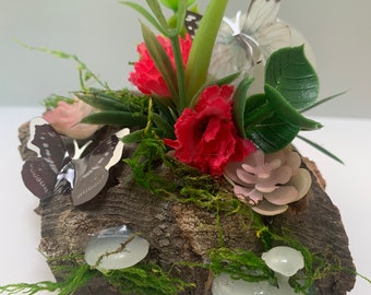 Enchanted Garden | Velvet Spider | Decorations | Natural Materials | OOAK | Spider Love | cork bark| terrarium | Art | fairycore | butterfly