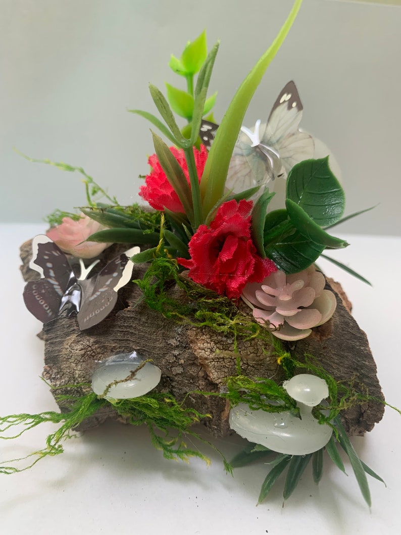 Habitat Decor Enchanted Garden Decorations Natural Materials OOAK Spider Enclosure cork bark terrarium fairycore butterfly image 1