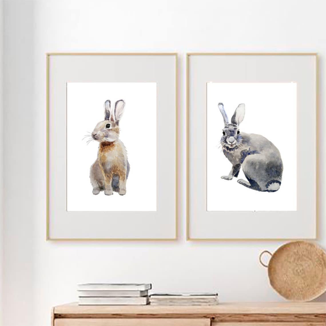 Set of 2 Bunny Rabbit Printable Poster Animal Pet Children Etsy
