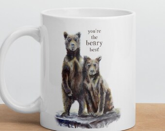 Bear mama Valentines Coffee Mug "You're the beary best" Regalo de San Valentín de oso acuarela. Regalo de oso de peluche para ella ~ taza de regalo de oso mamá