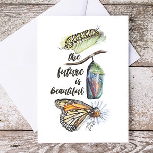 Monarch Butterfly A7 or A2 Cards Caterpillar Chrysalis and Butterfly Graduation card Monarch new baby card ~ Butterfly birthday card for her