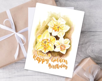 March Birthday Card March Birth Month Flower card | Daffodil card Birthday card for her | March birth month card | Happy birthday card girl