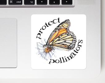 Protect Pollinators Monarch Butterfly Vinyl Sticker ~ Monarch Gift for her ~ Monarch sticker