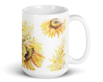 Zonnebloem Koffiemok ~ 11 oz of 15 oz koffiemok ~ bloemen zonnebloem koffiekopje ~ Zonnebloem cadeau ~ Gele bloem koffiemok ~ Oekraïne Zonnebloem