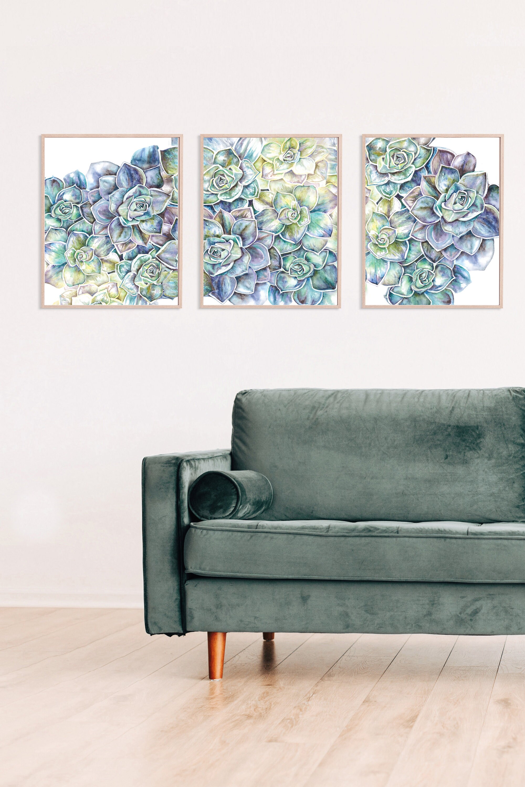 Succulent Wall Art ~ Set of 3 Art Prints ~ Triple House Plant Wall Art ...
