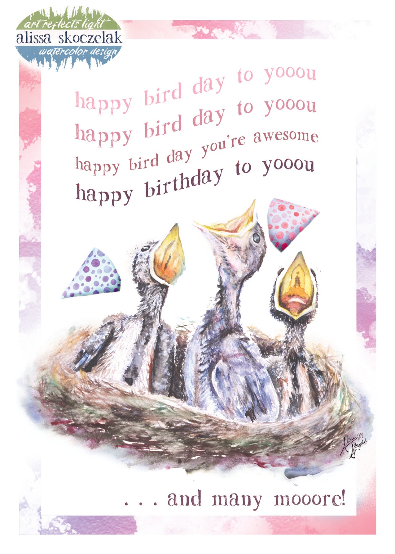 Baby Bird Happy Birthday Song Card 5x7 Inch A7 "happy Bird Day ...