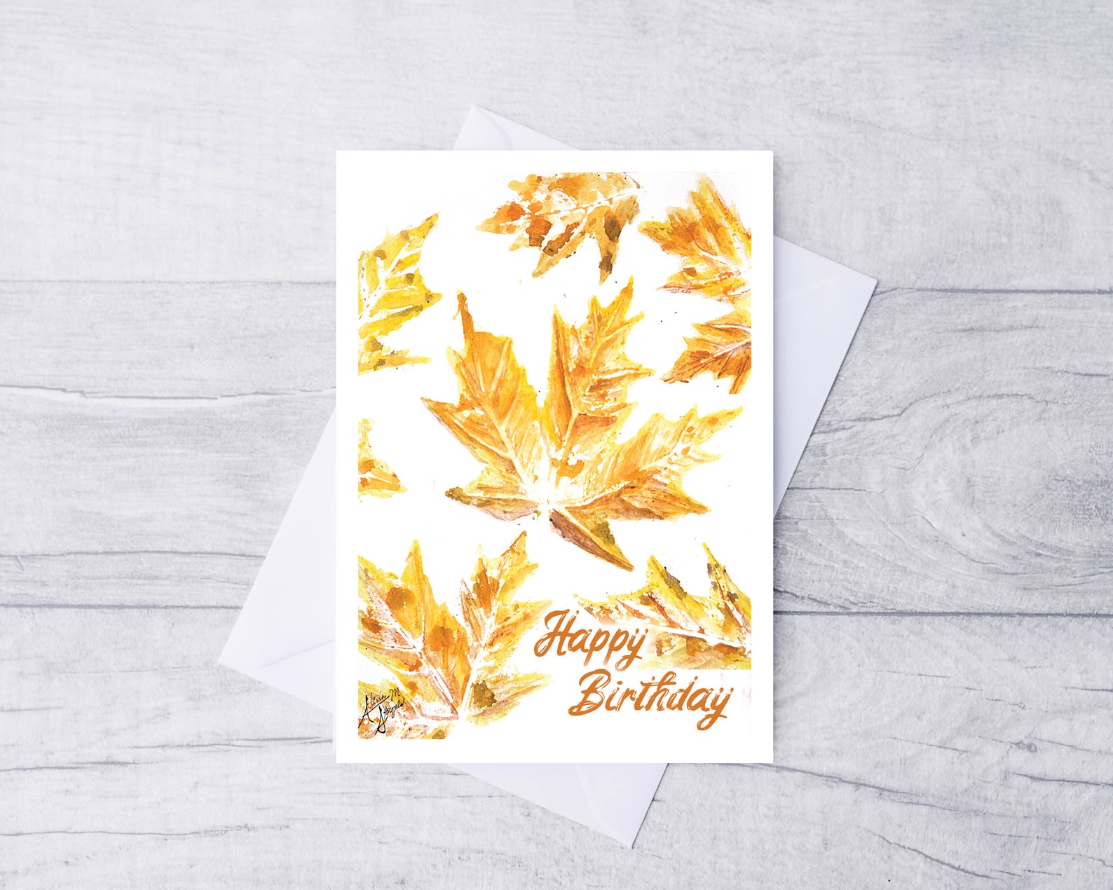 Printable Fall Happy Birthday Card ~ Autumn Leaf Digital Birthday Card ...