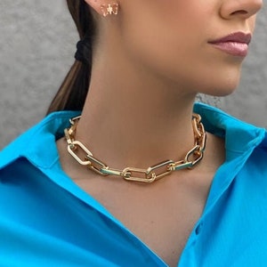 Gold Fill Thick Link Choker | Chunky Link Choker | Wide Cable Link Thick Choker For Chunky Chains In 18K Gold Filled
