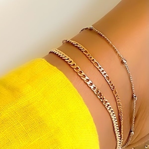 Anklet Cuban chain or Figaro chain in 18k Gold Filled | Filoauro| Bridal or Wedding Jewelry